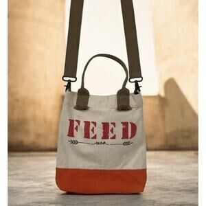 FEED + Target 20 Projects Denim & Orange Canvas Small Crossbody Tote Bag Purse